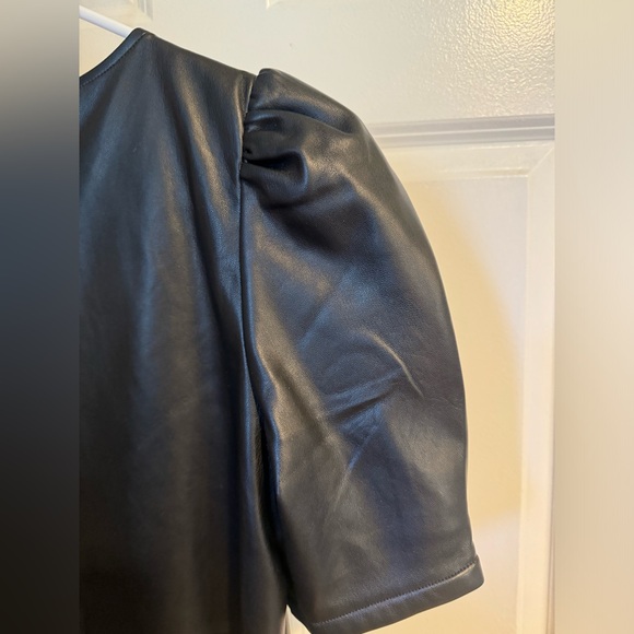 NWOT LOFT Short sleeve Black Leather Dress - Picture 7 of 7
